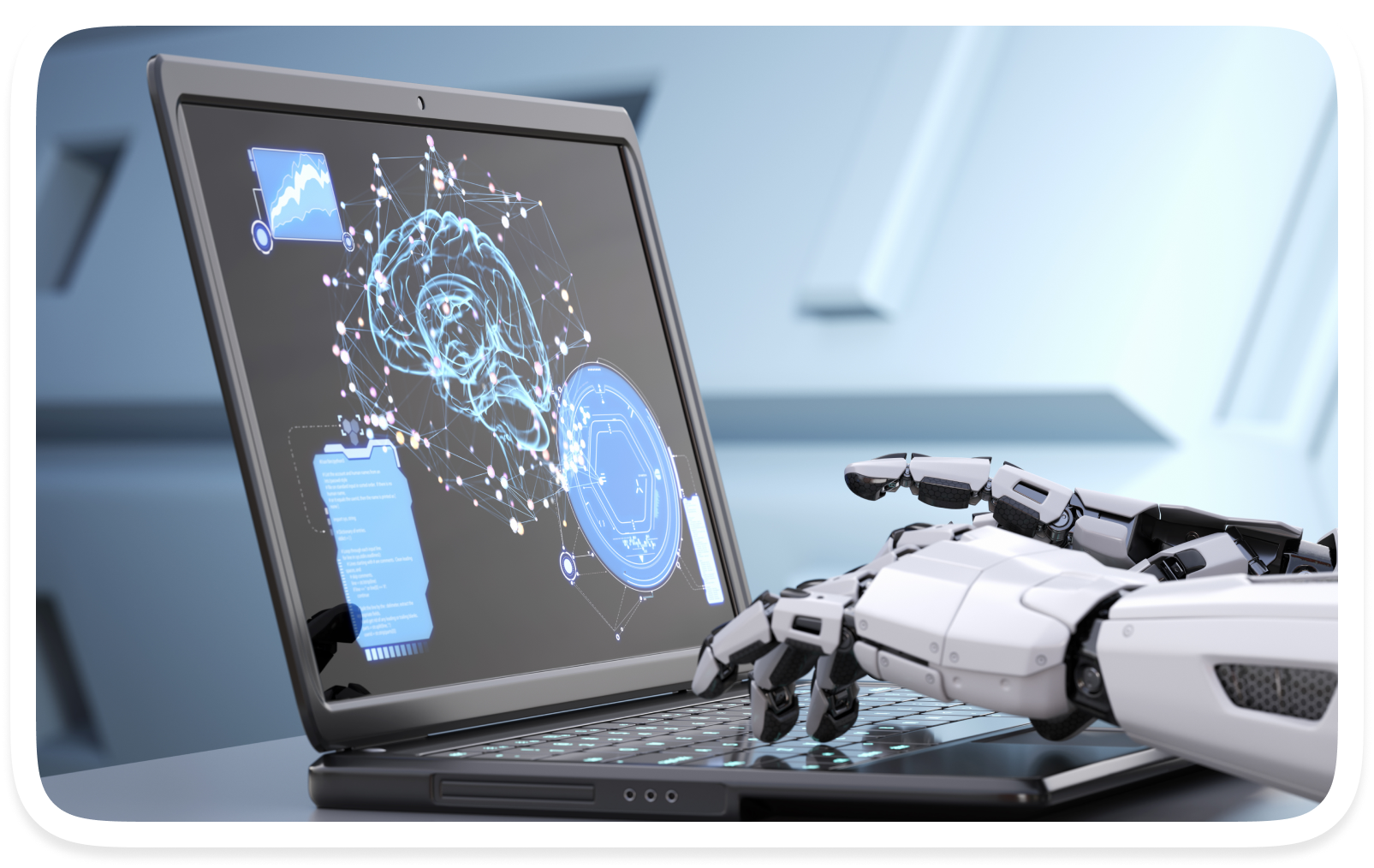 Robot s hands typing